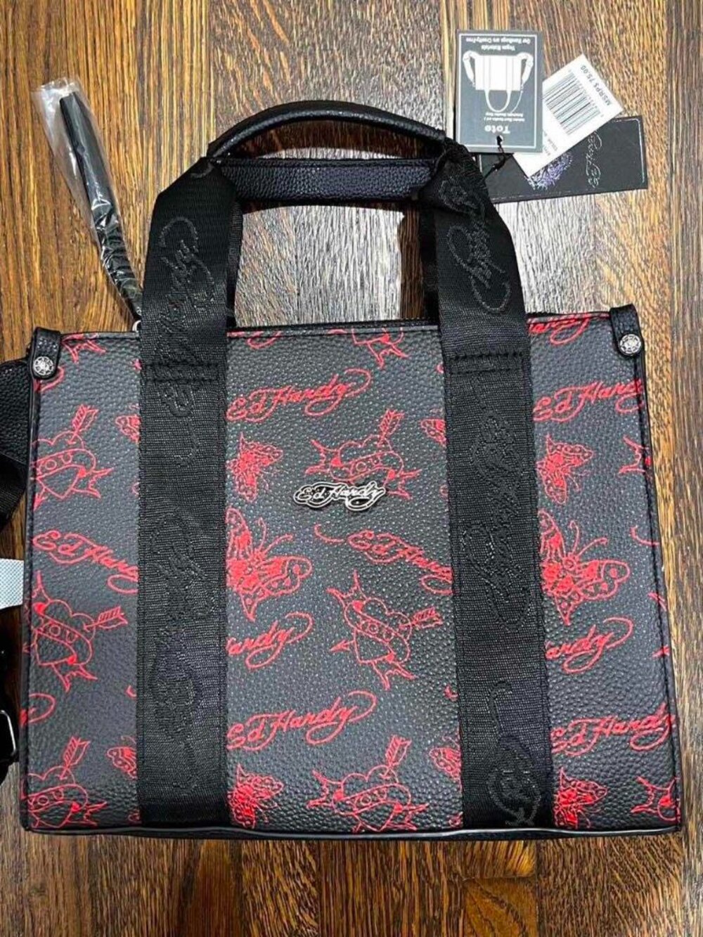 ed hardy square tote purse / shoulder bag with strap y2k NWT